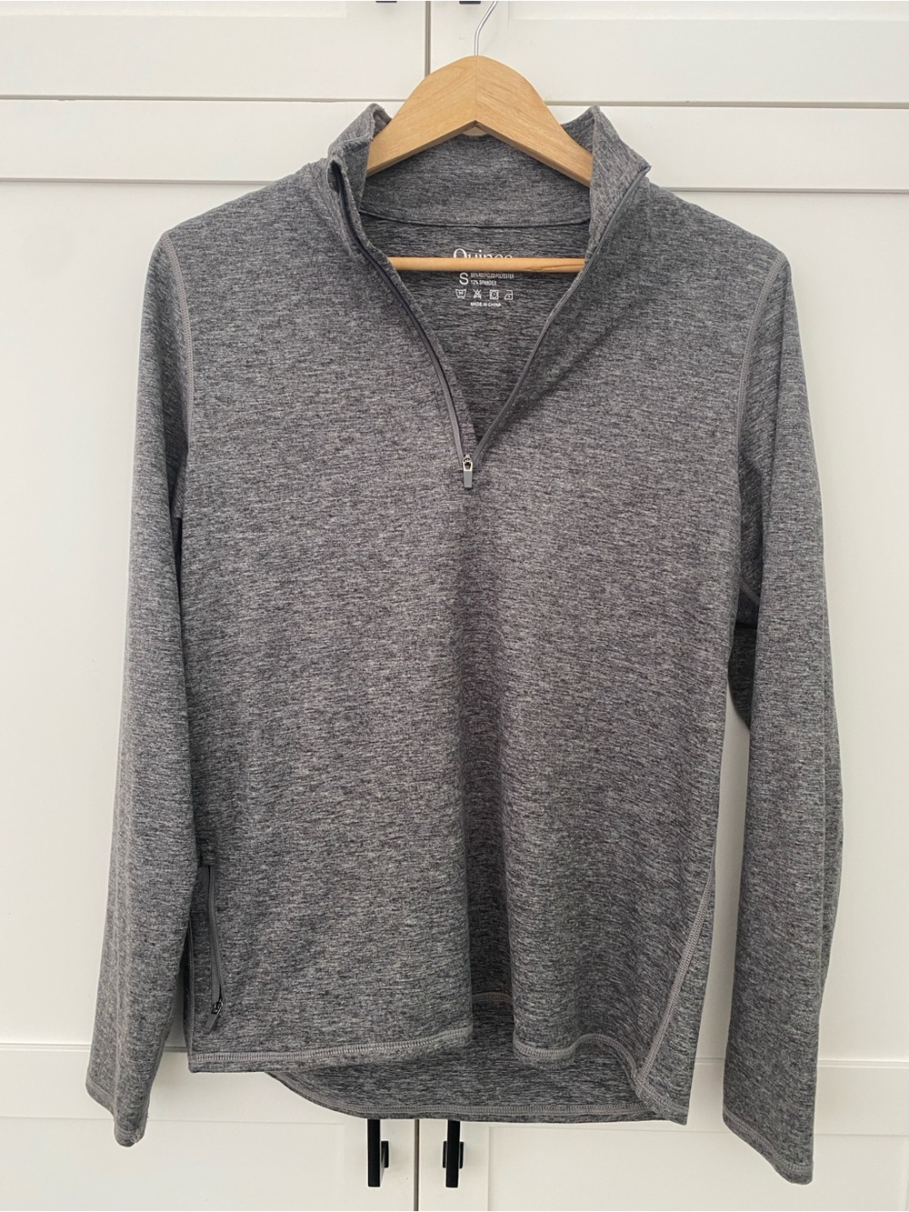 Quince Women's Heather Gray Half-Zip Pullover Lightweight Silky Soft Size Small